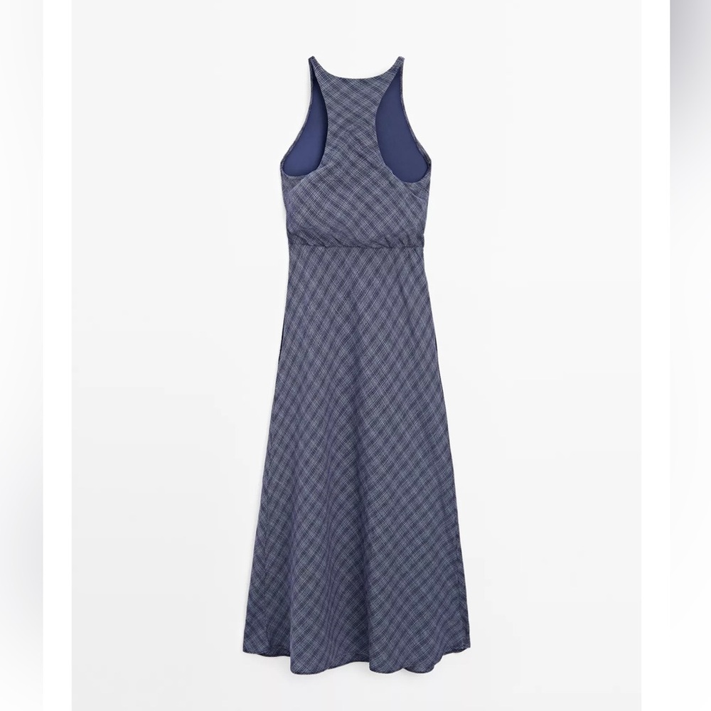 NEW Massimo Dutti Long Checkered Dress with Back Detail - Picture 12 of 12